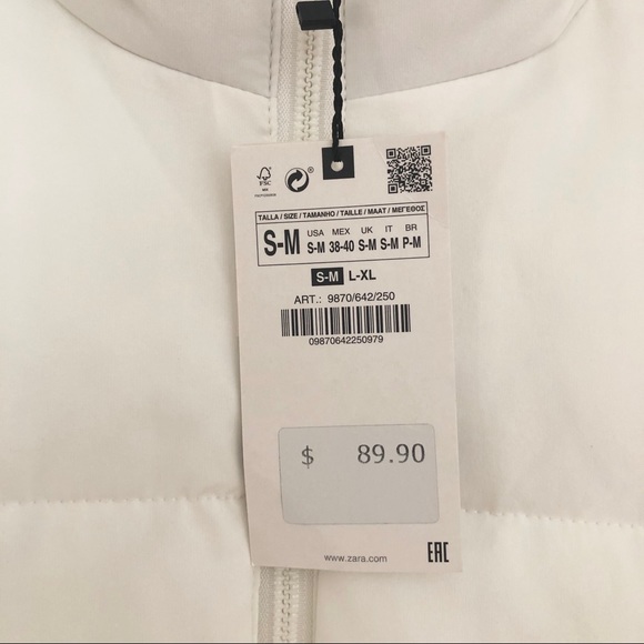 NEW ZARA White Puffer Vest - Picture 5 of 9